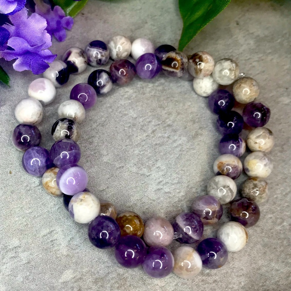 Chevron Amethyst Beaded Crystal Bracelet